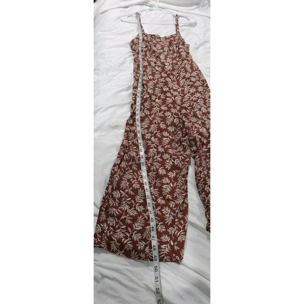 Old‎ Navy Womens Jumpsuit Medium Floral Burnt Orange Tropical Summer Vacation - Picture 5 of 9